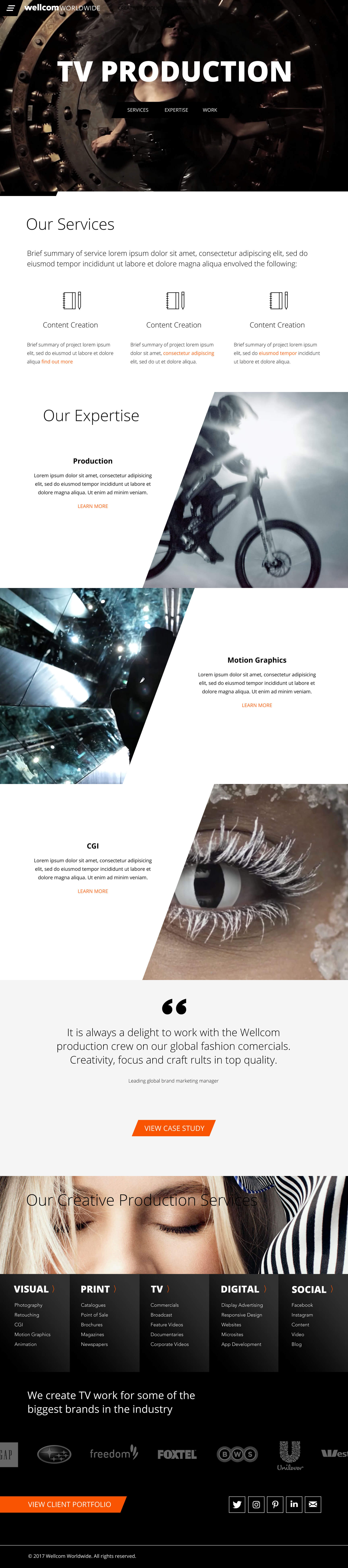 Services landing page design